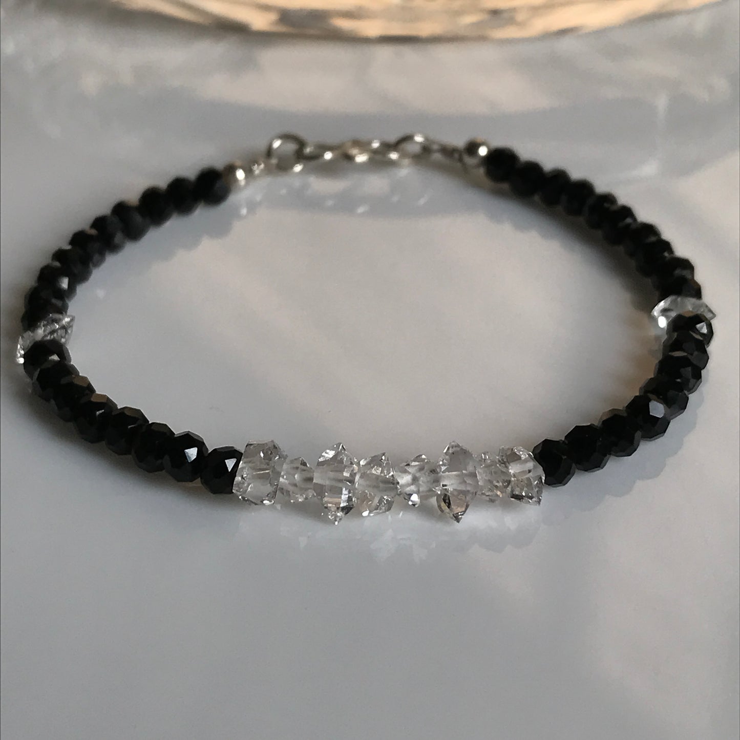 Herkimer Diamond Bracelet, Natural herkimer diamond crystal beads bracelet