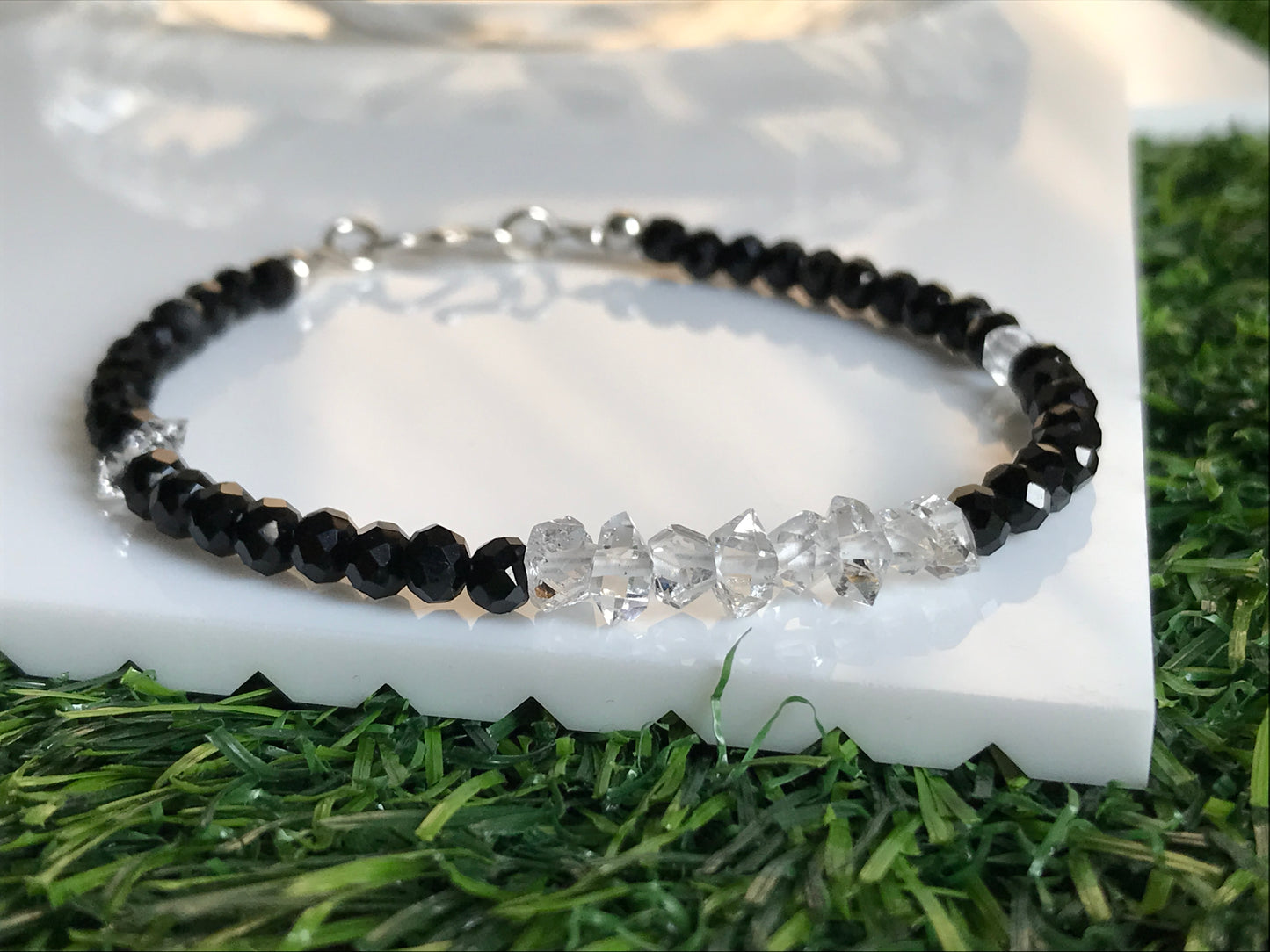 Herkimer Diamond Bracelet, Natural herkimer diamond crystal beads bracelet