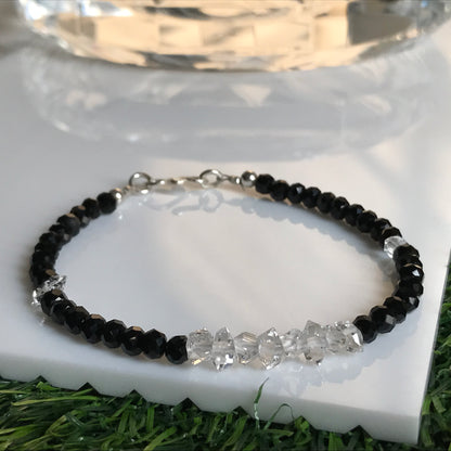 Herkimer Diamond Bracelet, Natural herkimer diamond crystal beads bracelet