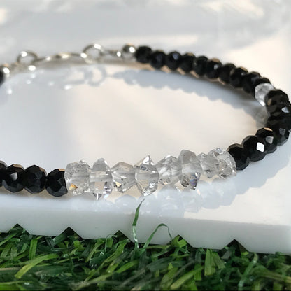 Herkimer Diamond Bracelet, Natural herkimer diamond crystal beads bracelet