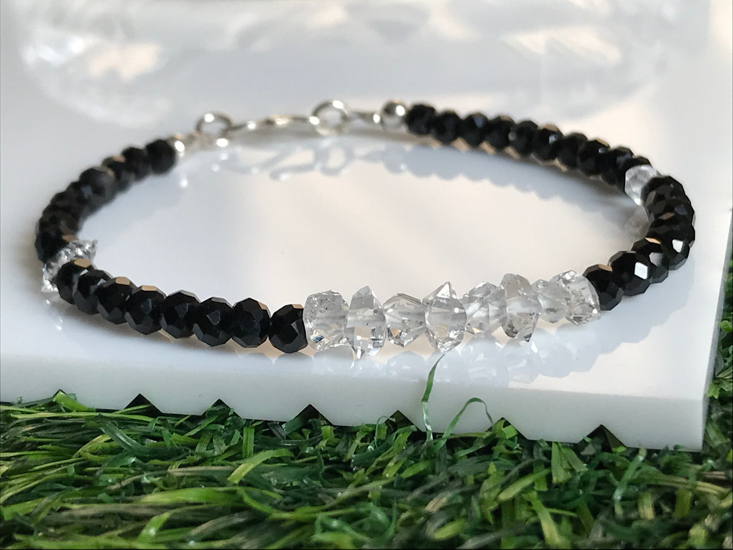 Herkimer Diamond Bracelet, Natural herkimer diamond crystal beads bracelet