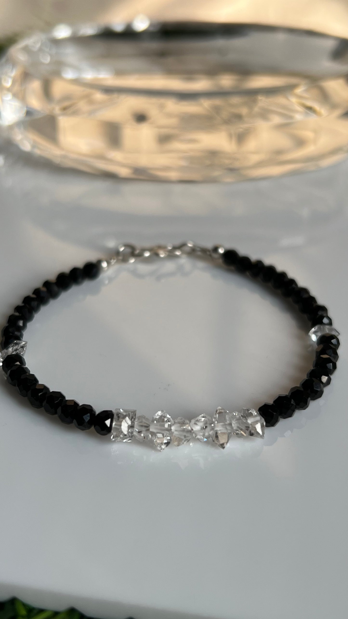 Herkimer Diamond Bracelet, Natural herkimer diamond crystal beads bracelet