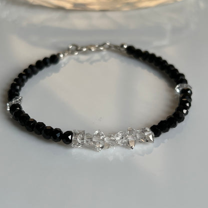 Herkimer Diamond Bracelet, Natural herkimer diamond crystal beads bracelet